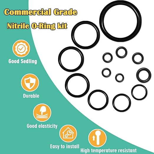 1140 Pcs 21 Size Faucet O-Ring Assortment Kit with Food Grade Silicone Grease Lubricating for Pressure Washer Rubber Oring Plumbers Seal Repair