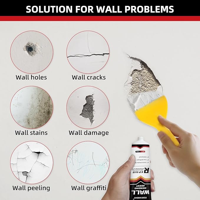 Drywall Repair Kit, Drywall Hole Patch Repair Kit Spackle Wall Repair Kit Drywall Putty for Filling Holes and Creak Damage Drywall Patch Nail Hole Filler for Walls Quick and Easy Solution