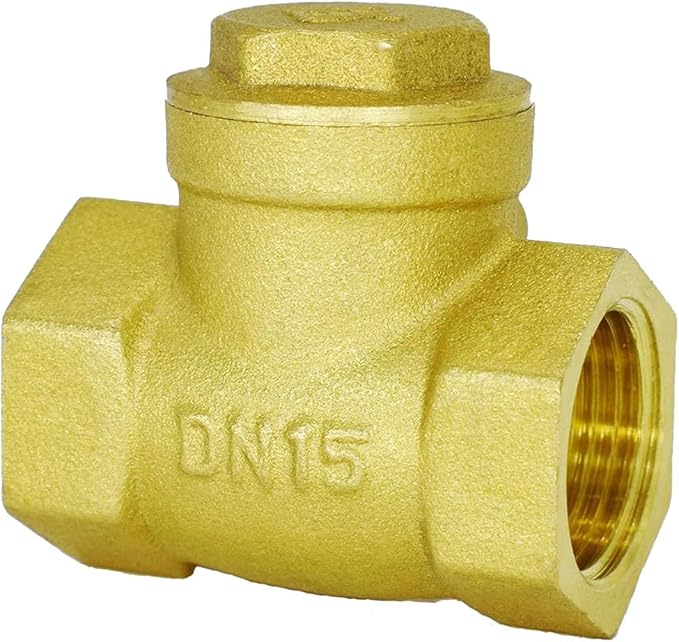 1/2"NPT Female Horizontal Brass Check Valve to Prevent Water Backflow, For Sewage Pumps & Air Compressors DN15