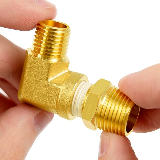 ChillWaves Brass Pipe Fitting, 90 Degree Barstock Street Elbow 3/8" NPT Female x 3/8" NPT Male Thread Adapter(5-PACK)