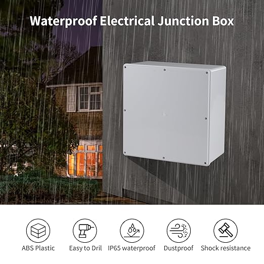 12" x 12" x 6" ABS Plastic Dustproof Waterproof Box IP65 Junction Boxes Project Junction Conduit Box for Electrical Outdoor Enclosure