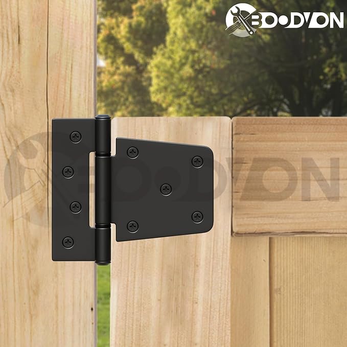 3.5 Inch Heavy Duty Gate Hinges, Extra Thick Black Shed Barn Door Hinges for Wooden Fences, Yard Gate, Vinyl Fence Gate, Garage, Gate Door Hinges for Indoor Outdoor(2 Pack)