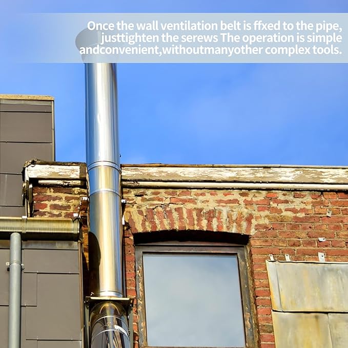 2PCS 10"Chimney Pipe Bracket,Wall Support Chimney Pipe Holder，Stove Pipe Hanger，B Vent Wall Strap，Rigid Split Ring Hanger,for 8" (10" O.D.) Double Wall Insulated Chimney Pipe，Lengthened 16-inch Screw