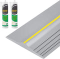 20Ft Universal Garage Door Bottom Threshold Seal Strip with 20oz Glue Gel, Weatherproof Rubber DIY Weather Stripping Replacement - Grey