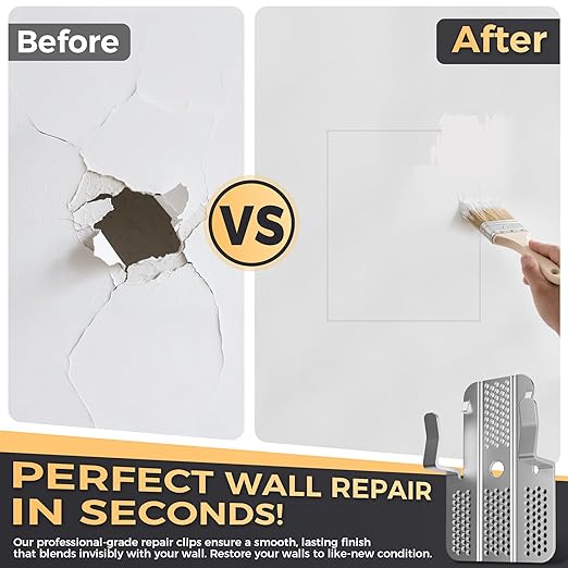 Drywall Repair Clips,Easy Install Drywall Clips 1/2 Inch,Professional Hole Repair Patch Kit for Wall and Sheetrock, Strong Metal Backing Clips with Screws for Home Improvement(Silver-52)