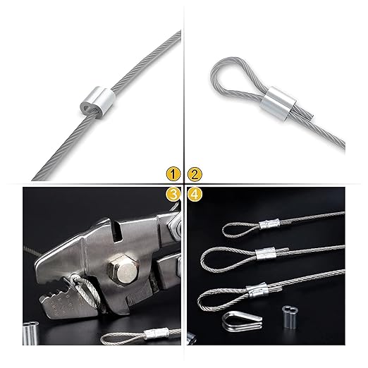 1/8"(3mm) Aluminum Crimping Loop Sleeves, Wire Rope Sleeves, Double Crimp Sleeve Cable Ferrule for Wire Rope and Cable 50PCS (1/8"(3MM))