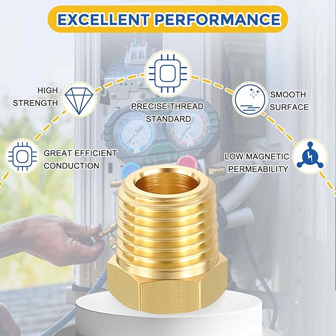 4 Packs Brass Pipe Fittings, 1/4" Male NPT to 1/8" FeMale NPT Brass Hex Bushing Reducer, Hose Tube Threaded Adapter for Air, Oil, LP