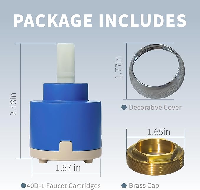 40mm Faucet Cartridge,CUPC/NSF Certification,Single Handle Ceramic Faucet Cartridges,Compatible with Bath,Tub and Kitchen Faucet Cartridge Replacement