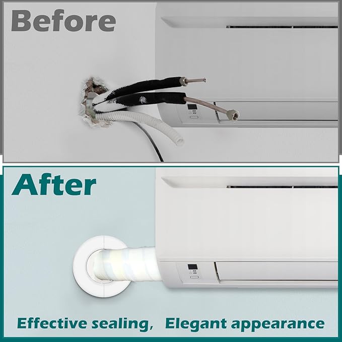 Daisypower Wall Sleeve for Air Conditioner Line Set Covers for Outside Units, Mini Split Line Set AC Sleeve Trough the Wall Pipe Accessories for 3in Wall Hole (8 inches Length)
