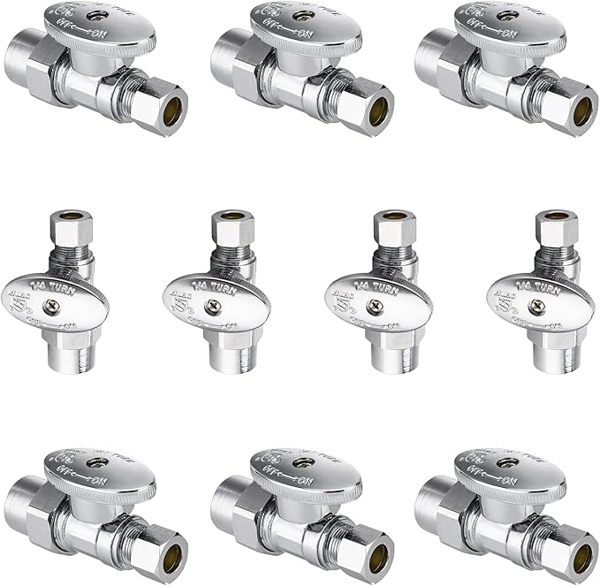 10-Pack Foskan Straight Shut off Valve,1/4 Turn Straight Stop Valve 1/2"CPVC x 3/8"OD,Chrome Plated Brass
