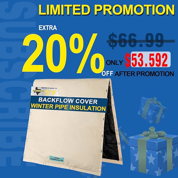 Backflow Preventer Cover Insulated 36"W x 36"H for IN-WALL Pipes with Aluminum Foil Backflow Insulation Cover with 7 Layers Fabric, Sprinkler Covers for Outside Pipe Traversable, Khaki