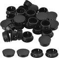 uxcell 1-3/8" Plastic Hole Plugs, 16Pcs Flush Type Panel Round Snap in Fastener Knockout Locking Plugs for Furniture Insert End Caps Panels, Black