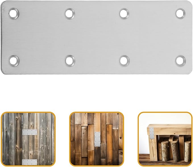 5pcs Stainless Steel Mending Plates with Screws Flat Straight Metal Brackets for Wood Furniture Repair Corner Brace for Cabinet Shelf Table and Chair Reinforcement