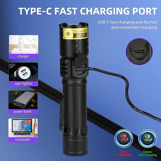 DARKBEAM UV Flashlight Black Light LED 395 NM, Ultraviolet Flashlights, Rechargeable USB-C Woods Lamp, Water Resistant Focusable, for Leak Detection and Curing UV Resin