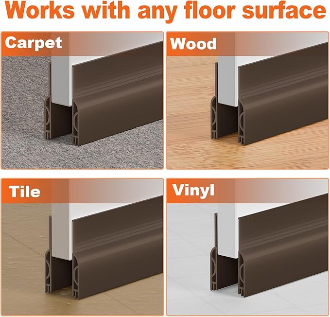 Door Draft Stopper, Door Sweep for Bottom of Door, Weather Stripping Door Seal, Under Door Gap Filler, Under Door Draft Blocker Soundproof/Insulator, Door stoppers (Brown, 78‘’)