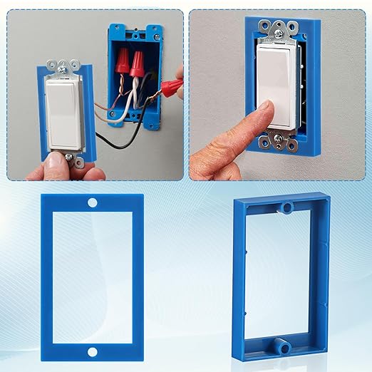 OwnMy 8PCS 1/2" Electrical Outlet Box Extenders, 1 Gang Electric Box Extenders with 16 Screws, Single Gang Receptacle Outlet Extenders for Electrical Box and Power Socket Switch, Blue