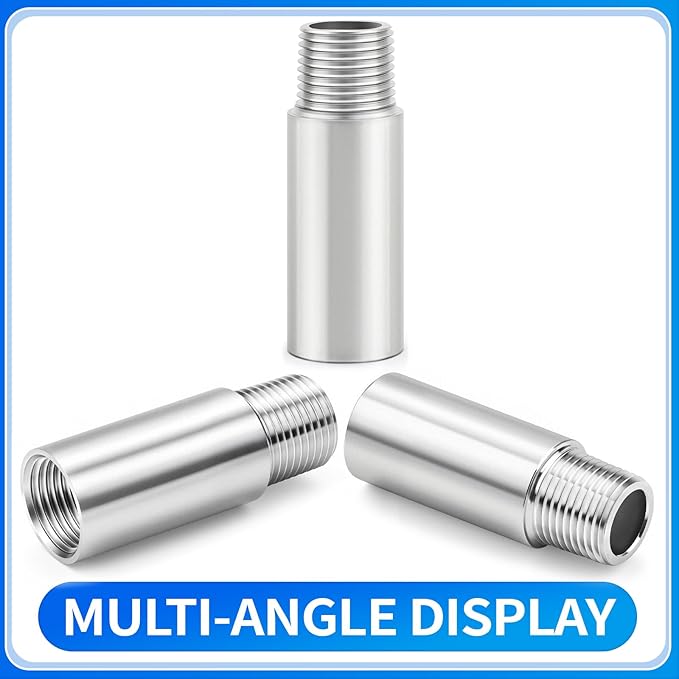 ChillWaves 304 Stainless Steel Pipe Fitting, Nipple Cast Pipe 1/2" NPT Male x 1/2" NPT Female Thread 2" Length(50MM)(2-PACK)