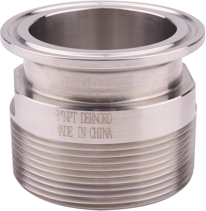 DERNORD 2'' Tri clamp Adapter to 2 inch MNPT Thread Ferrule Sanitary Pipe Fitting