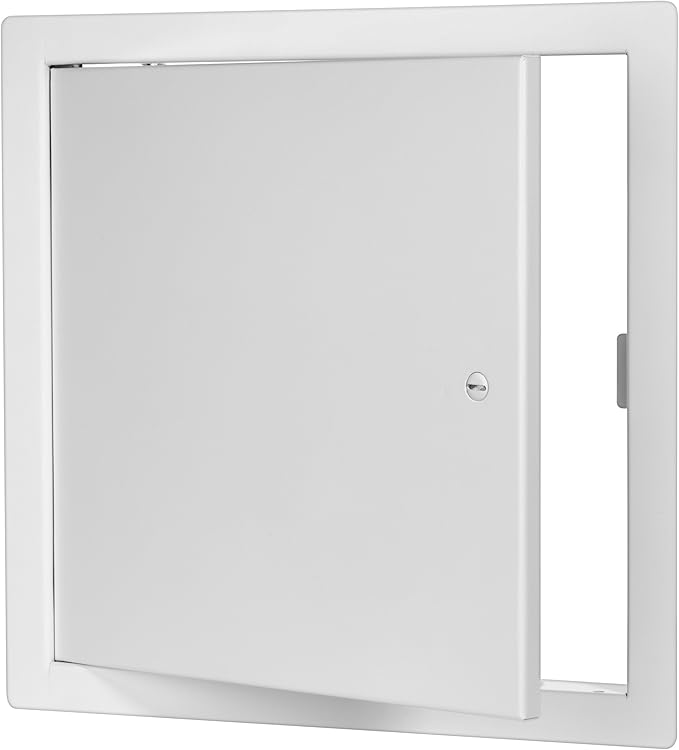 Premier 14x14 Universal Steel Flush Access Panel Door with Screwdriver Latch, White Prime Coat Finish, Wall or Ceiling Mounted Access Door, Drywall, Plumbing, Electrical, FL-2002