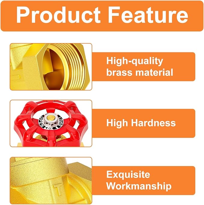 GASHER Brass industrial Globe Valve, DN50 2" Female with Wheel Handle, Heavy Duty Globe Valve Tool For Water, Oil, Gas 1Pc