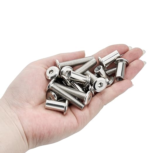 50Pcs M8x40mm Silver Furniture Bolts Barrel Nut & Bolt - Essential for Precision Equipment Assembly, Providing Tight and Secure Fits Every Time