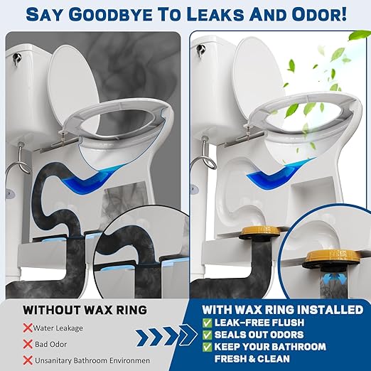 NEEXAN Extra-Thick Toilet Wax Ring Replacement Kit with Installation Hardware –Leak-Proof Wax Ring for Toilet Compatible with 3" and 4" Drain Pipes