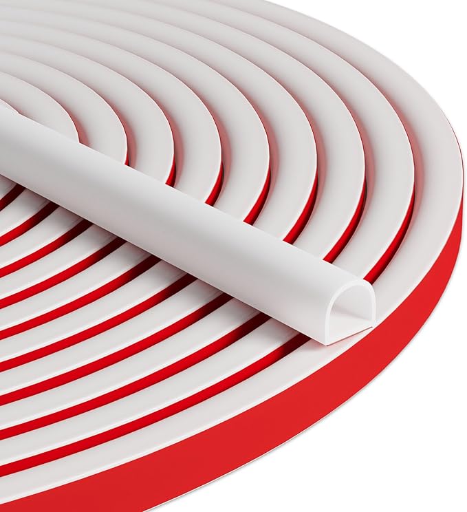 40FT Weather Stripping Door Seal - Self Adhesive Weather Insulation Strip Weatherstripping Silicone D Shaped Seal Strip Door Frame Gap Filler/Window Soundproofing