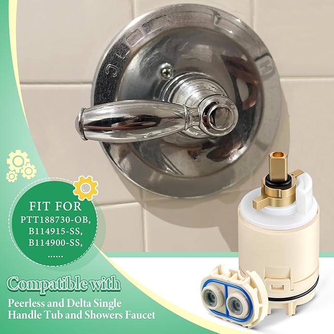 Enhon Single Function Pressure Balance Cartridge Replacement for RP70538/ RP73625, Shower Cartridge Compatible with Peerless and Delta Single Handle Tub and Shower Faucet (Check Valve Included)