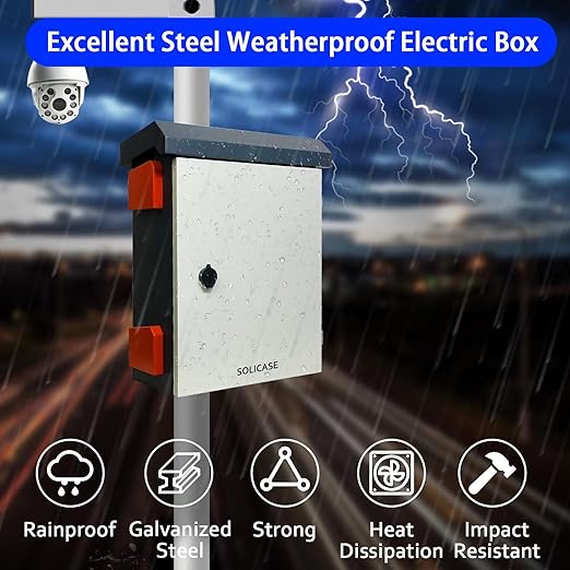 Outdoor Electrical Box NEMA Enclosure Weatherproof Junction Box with Fan Vent Metal Electrical Cabinet with Shelves (20x16x8”)