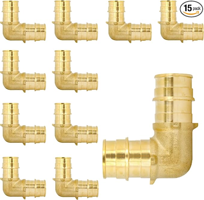 3/4 Inch PEX-A Expansion Elbow Fittings, ASTM F1960 Brass 90 Degree Elbow Connector, Lead-Free Brass PEX-A Pipe Fittings for Potable Water, Hot and Cold Plumbing, Hydronic Radiant Heating (10-Pack)