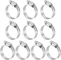 MECCANIXITY Stainless Steel Hose Clamp, Worm Gear Clamp Adjustable 5/6"-1 5/7"(21-44mm) Fuel Line Hose Clamps Duct Clamp for Pipe Plumbing Automotive Mechanical (Pack of 10)