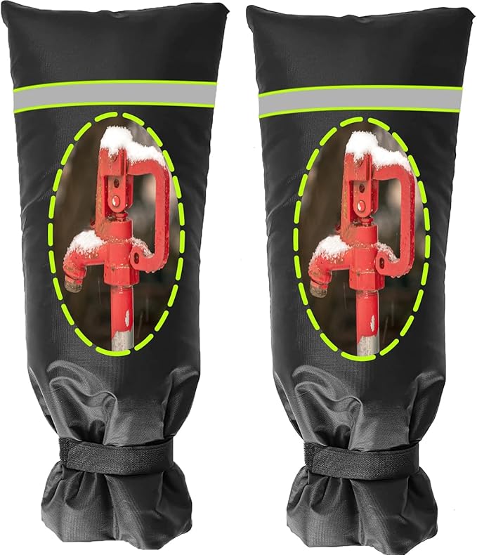 2 Pack Outdoor Faucet Covers for Winter, 13" W x 25" H Outside Yard Hydrant Protector Socks Winter, Insulated Hose Bib Protector Cover, Spigot Pipe Cover Freeze Protection Black