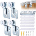 Feekoon 6 Pcs Sliding Closet Door Hardware Kit, Closet Door Rollers with Adjustable Floor Guide & Heightening Pads, Wardrobe Rollers Replacement for 3/4" to 1-3/8" Thick Top Hung(Square)