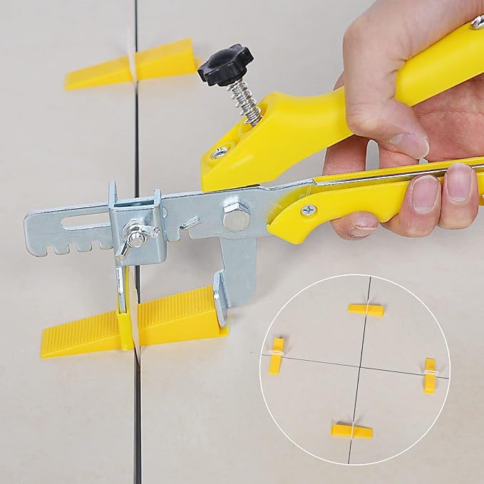 Upgraded Tile Leveling System 1/16" Kit - 600 Spacers, 200 Reusable Wedges & Floor Tile Pliers for Bathroom, Living Room Tile Installation(200+600, 1/16)
