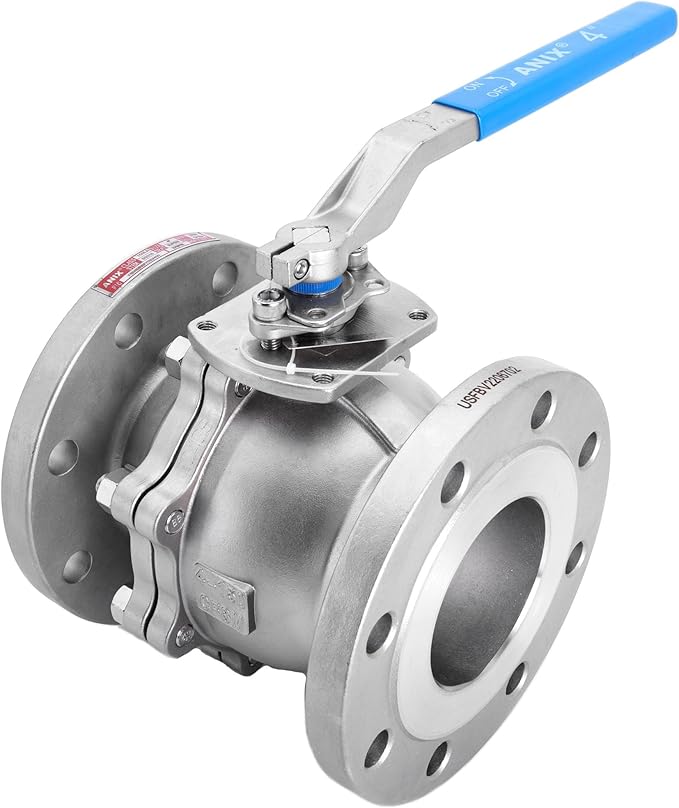 Anix Stainless Steel Flanged Ball Valve, Stainless Steel 316 Ball and Stem, Class 150 Full Port, Firesafe Certified (4")
