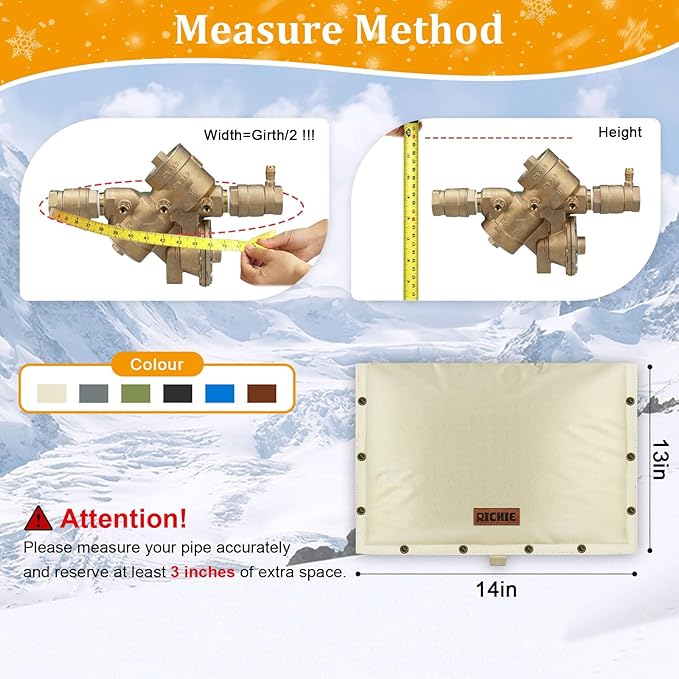 Backflow Preventer Insulated Cover (5°F) for Winter Freeze Protection, 21"W x 16"H Thickened Pressure Reducing Value & Well Pump Cover, Outdoor Waterproof Insulation Pouch for Sprinkler Valve, Beige
