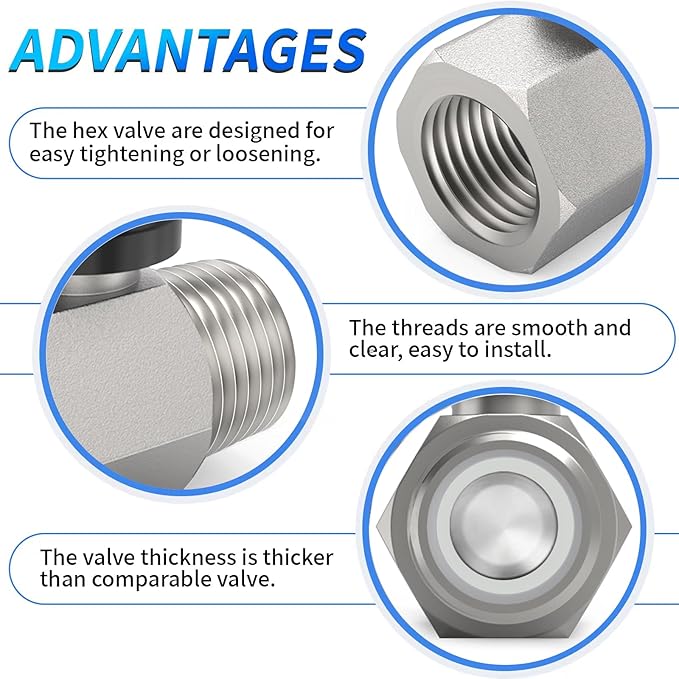 ChillWaves Brass Mini Ball Valve, Shut Off Switch Ball Valve 3/8" NPT Male x 3/8" NPT Female Thread Pipe Fitting(4-PACK)