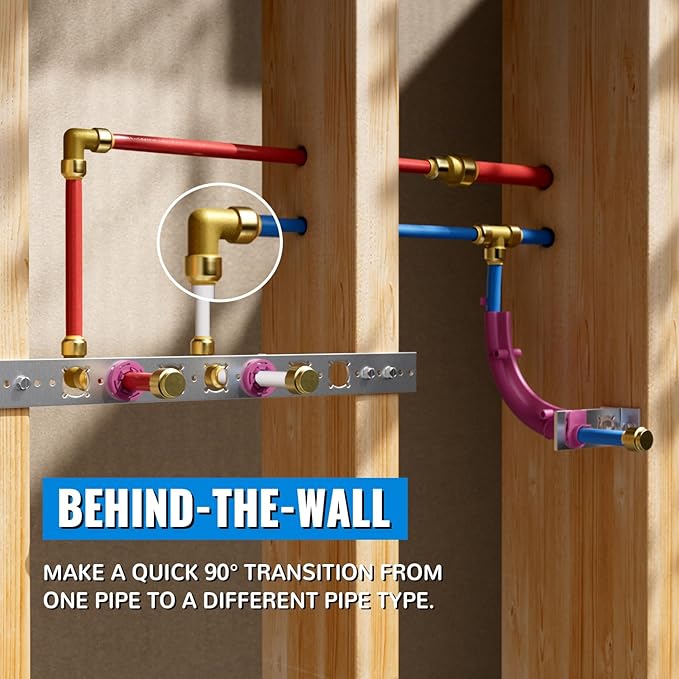 SUNGATOR 1/2 Inch 90 Degree Elbow, Push Pex Elbow 1/2 Inch, No Lead Brass Push-to-Connect Plumbing Fittings for PEX Pipe, Copper, CPVC, with 1 Disconnect Clip, Pack of 2