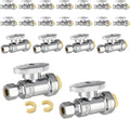 (Pack of 20) EFIELD Push Fit 1/4 Turn Straight Stop Valve Water Shut Off 1/2 Push x 3/8 Inch Compression Chrome with a Disconnect Clip,(PF-VALVE021-20PCS)