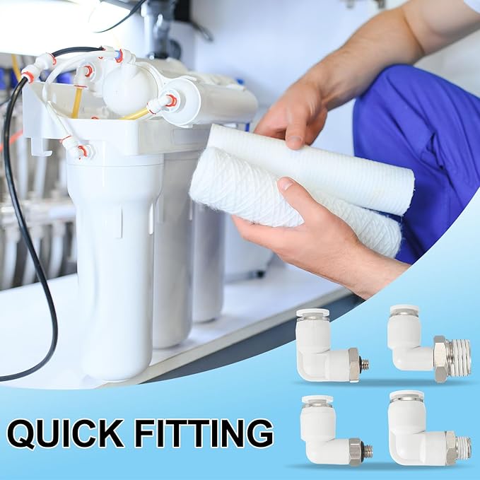 PATIKIL Push to Connect Fitting, 2 Pack Pneumatic Air Elbow Quick Connector 3/8"PT Male Thread x 14mm Tube 90 Degree Connect Tubing Elbow Air Tube Fitting Pneumatic Quick Adapter, White
