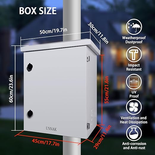 outdoor nema enclosure electrical box - 23.6x19.7x11.8" outdoor weatherproof network enclosure exterior box ventilated enclosure hinged outdoor galvanized electrical Ventilation Design(600*500*300mm)