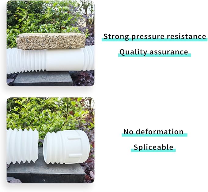 Roof Downspout Extension Pipe, Adjustable & Expandable Gutter Drain Pipe, PVC Anti-Clogging Rainwater Extension Hose for Roof Drainage（ROUND/WHITE)