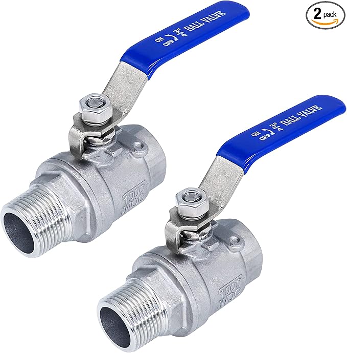 Ball Valve 3/4",3/4" Full Port Stainless Steel Ball Valve 304 NPT Water Valve, 3/4 inch Shut Off Valves for Oil and Gas with Blue Locking Handles 1000 WOG (3/4 inch, 2 pack)