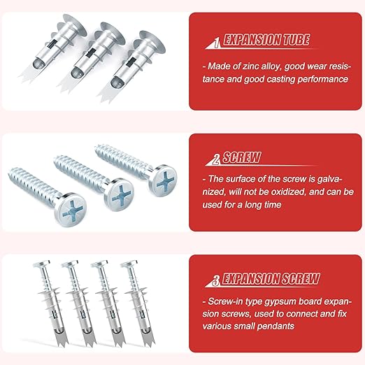 240pcs Zinc Self-Drilling Drywall Anchors, Anchor and Screw Combination with Cross Groove Drill Bit, Heavy Duty Metal Wall Anchors with Self-Tapping Screws