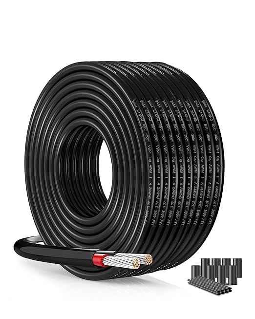 UL2464 Certified 24 AWG Stranded Wire - 2-Conductor 82.02FT Flexible Low Voltage Cable with Tinned Copper Conductors | Compatible with 5V/12V/24V LED Strips, Automotive Electronics
