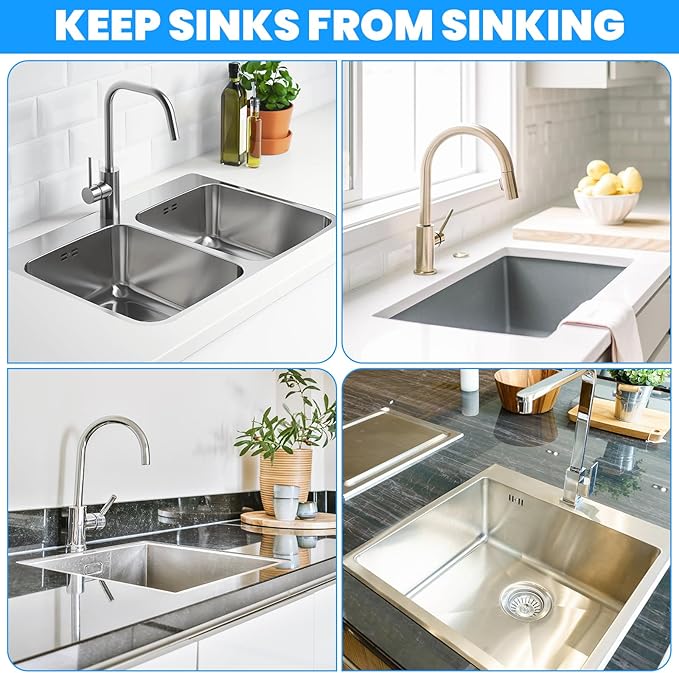 4PCS Black Undermount Sink Brackets, Adjustable Undermount Sink Support Under Mount Sinks Repair Kit for Narrow Cabinet Heavy-Duty Stainless Steel Mounting Bracket