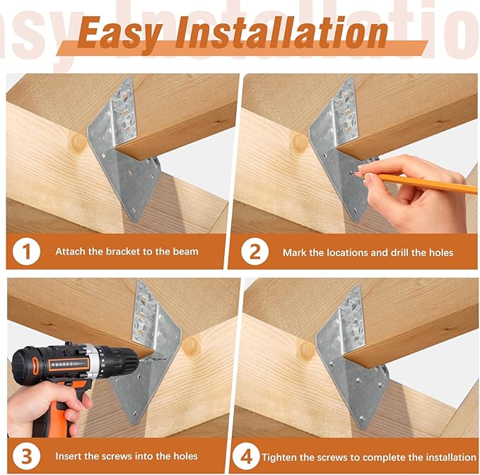 40 Pack 16-Gauge Hurricane Ties for Rafter, Heavy Duty Hurricane Straps, Robust Hot Dip Galvanized Rafter Ties Brackets, Joist Hangers for 2X Deck Joists