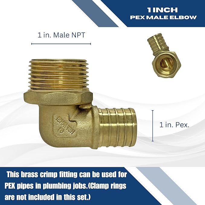 XFITTING Barb Crimp 1 in Pex X 1 in Male Threaded Elbow, 2 Pieces