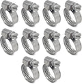 Embossed Worm Gear Hose Clamps Size#6, 1/2 To 7/8 inch Adjustable Heavy Duty Stainless Steel Hose Clamp, all 304 for Garden Water Hose (12-22 mm, 10 pack)