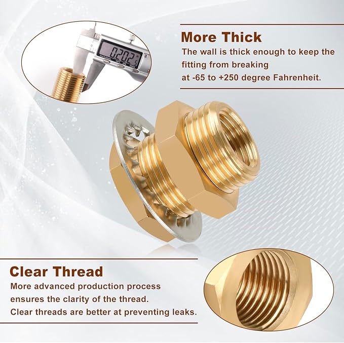2pcs Brass Bulkhead Fittings 1/2” NPT Female to 1/2” NPT Female Thread Bulkhead Straight Connector Brass Coupling 1.5” Length Outer Diameter 1-1/8” Bulkhead Tank Air Hose Line Pipe Fittings